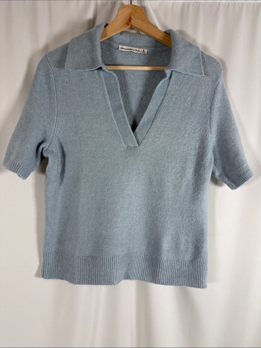 Abercrombie & Fitch Pale Blue V-Neck Polo Sweater
